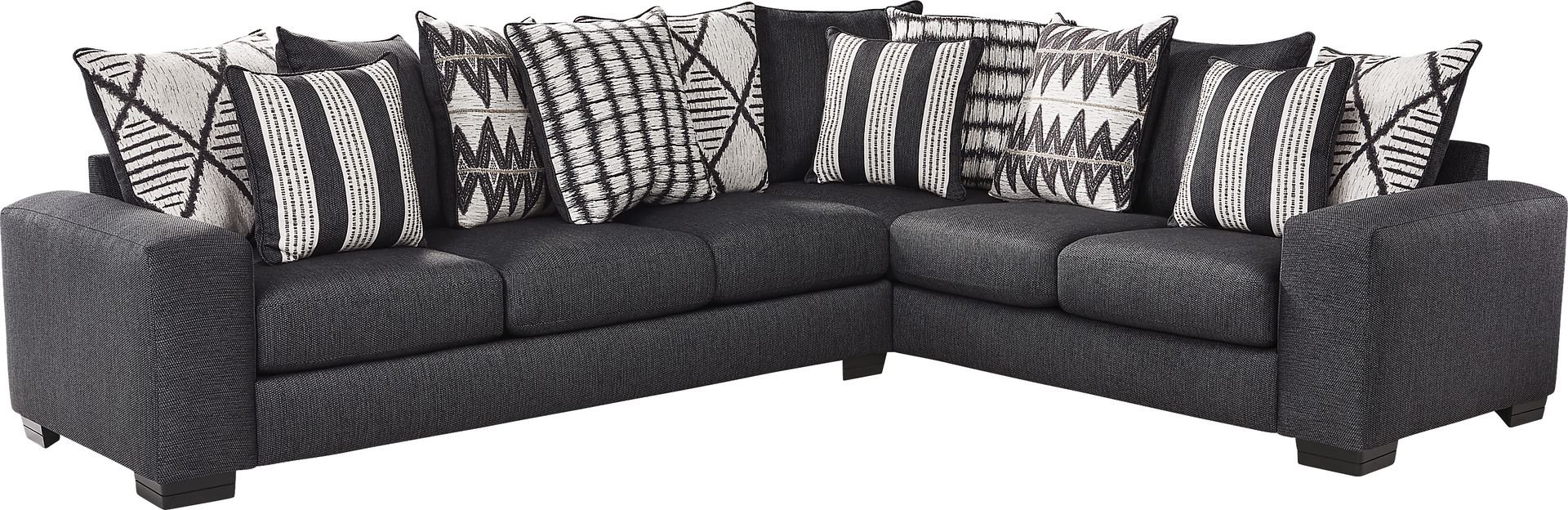 Highland Square Black 6 Pc Sectional Living Room - Image 2