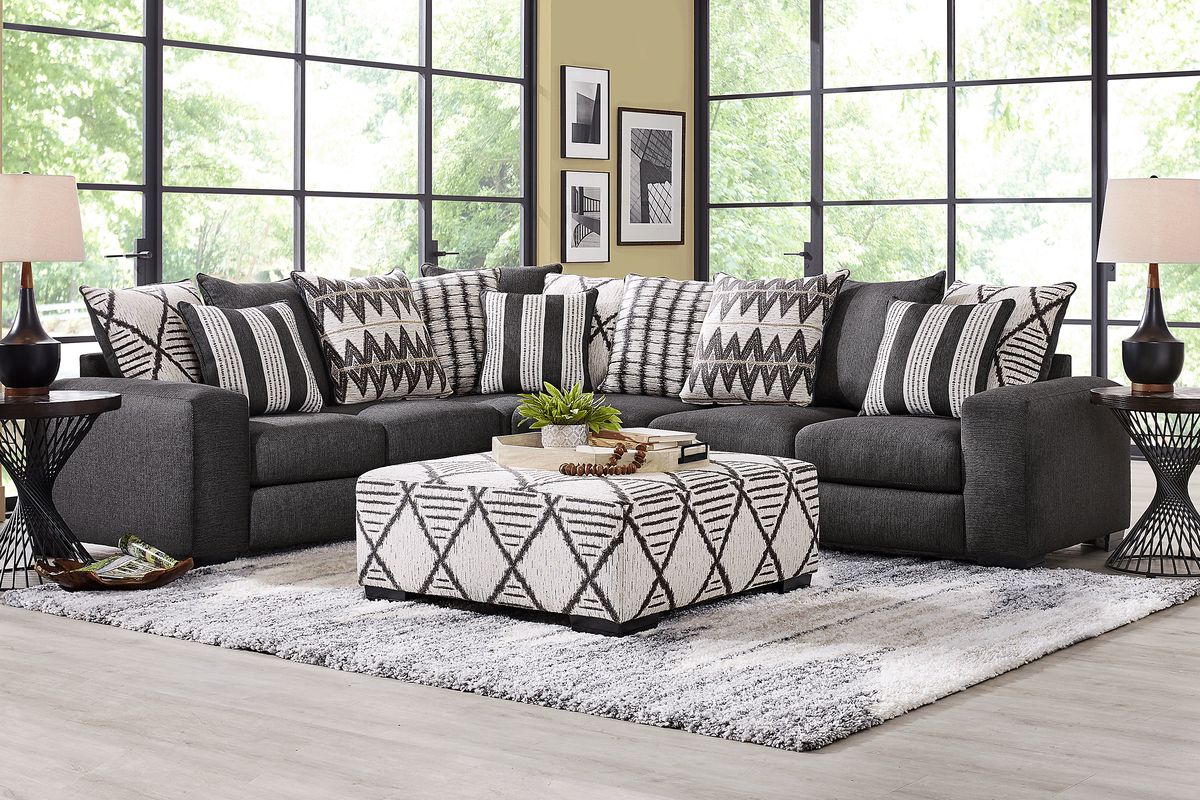 Black 3 piece deals sectional