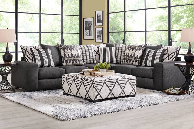 Highland Square Black 5 Pc Sectional Living Room - Thumbnail - Image 1