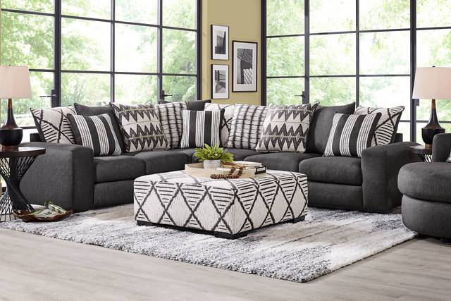 Highland Square Black 6 Pc Sectional Living Room - Thumbnail - Image 1