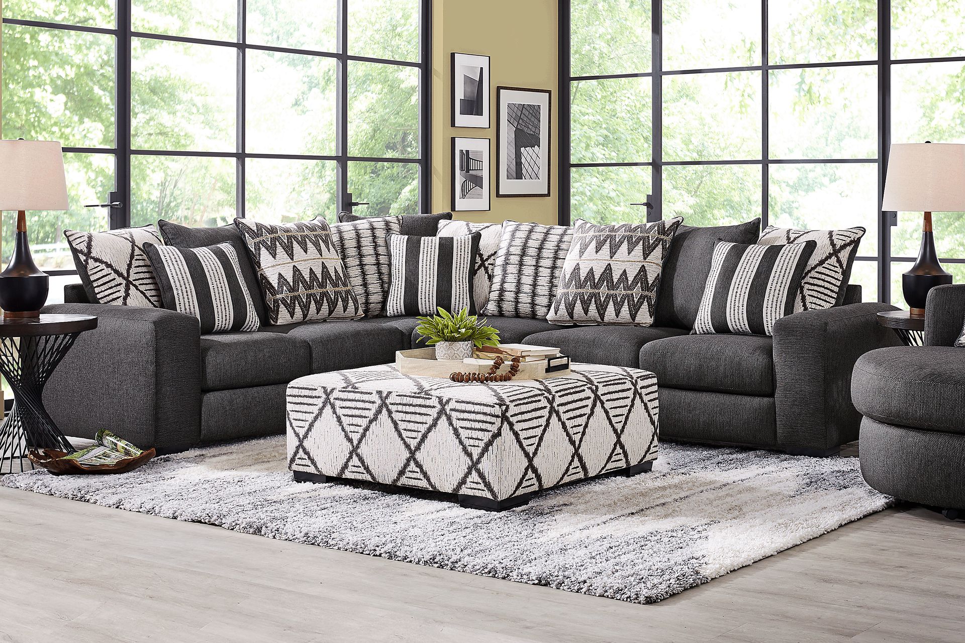 Highland Square Black 6 Pc Sectional Living Room - Image 1