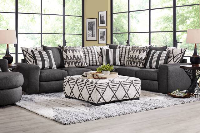 Highland Square Black 6 Pc Sectional Living Room - Thumbnail - Image 1