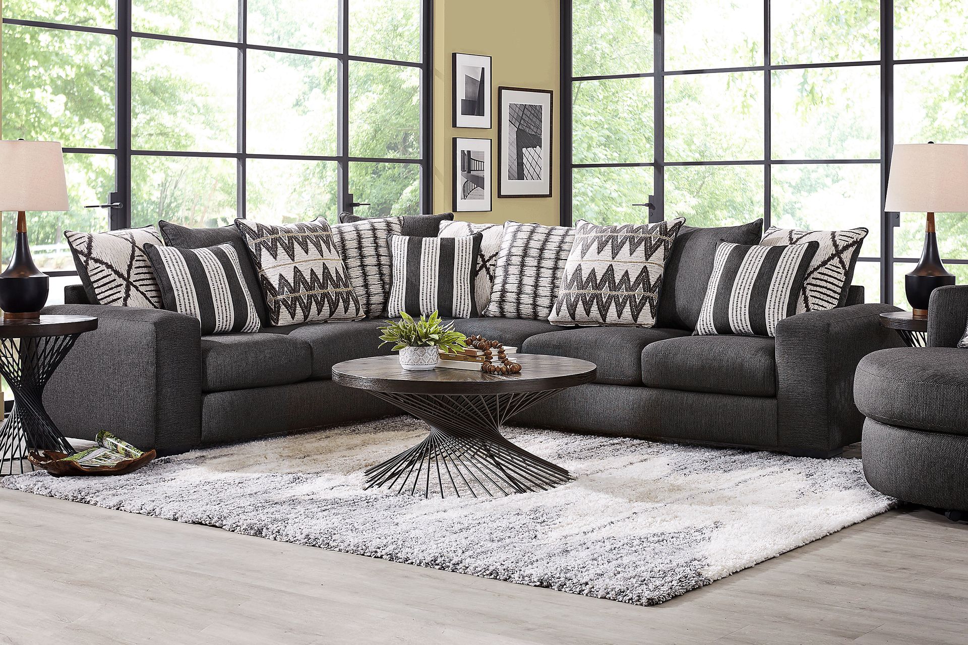 Highland Square Black 6 Pc Sectional Living Room - Image 1