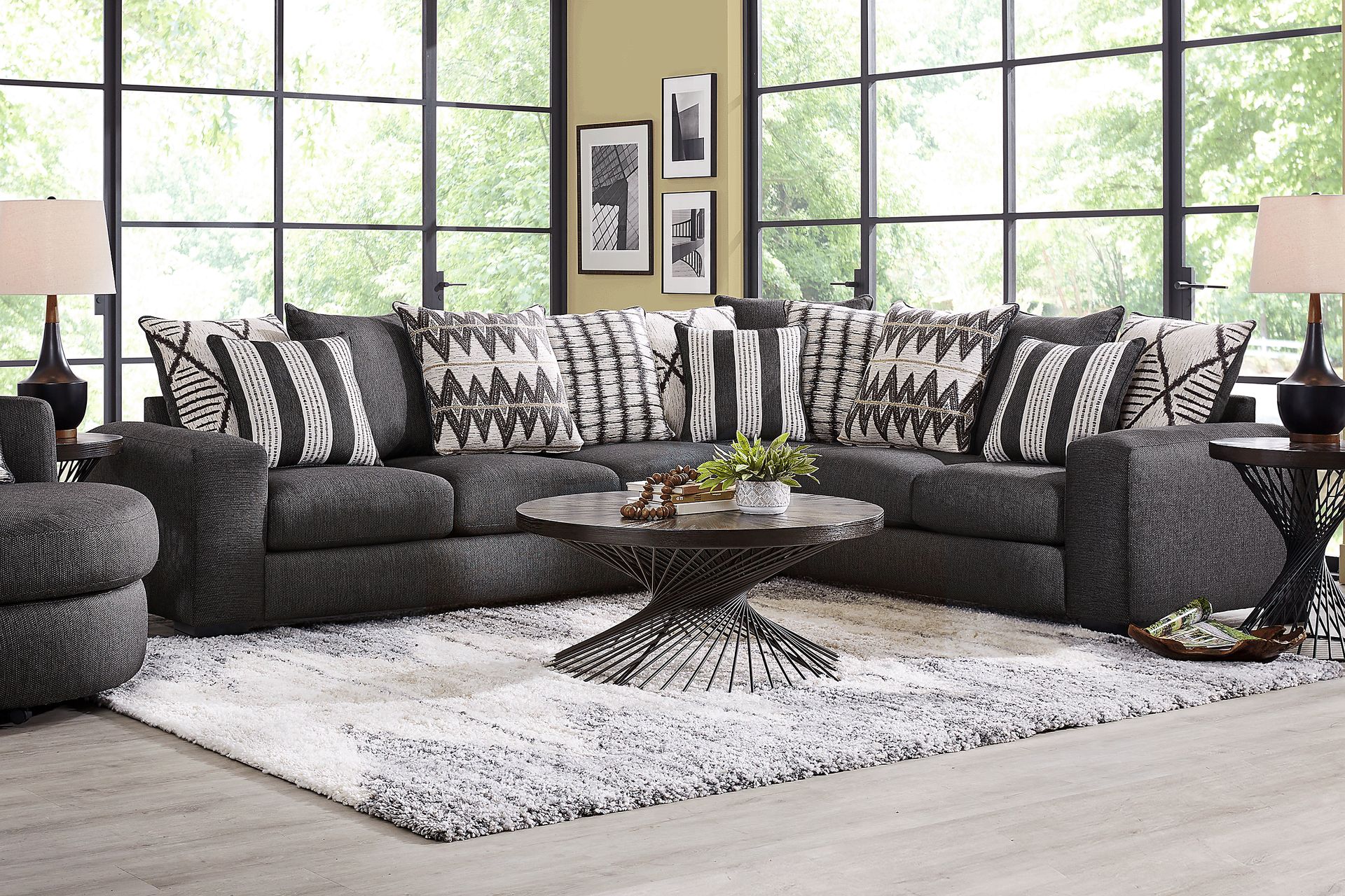 Highland Square Black 6 Pc Sectional Living Room - Image 1
