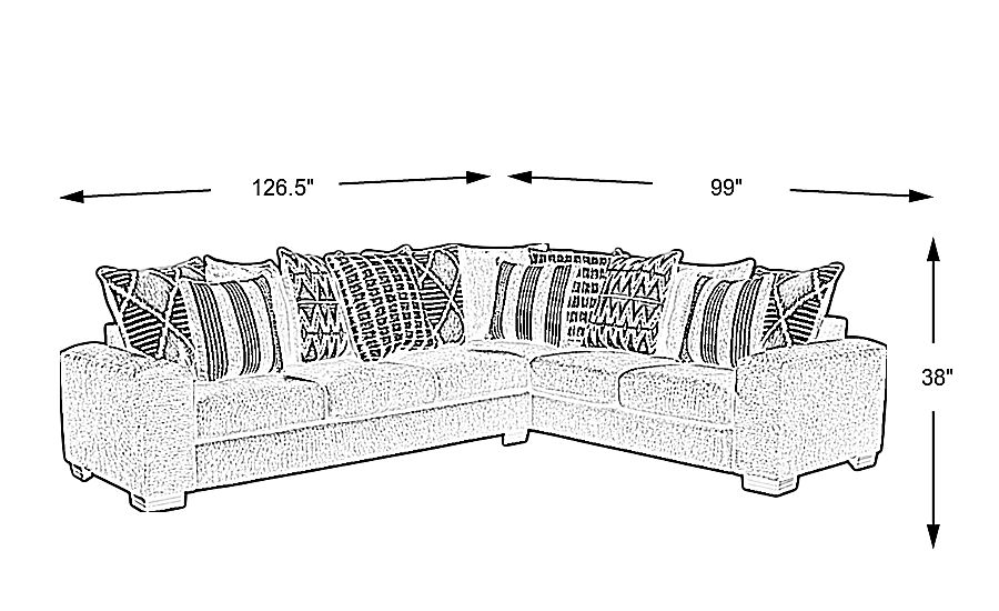 Highland Square White Polyester,Polypropylene Fabric 2 Pcsectional