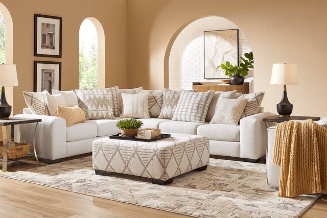 Highland Square White 5 Pc Sectional Living Room - Thumbnail - Image 1