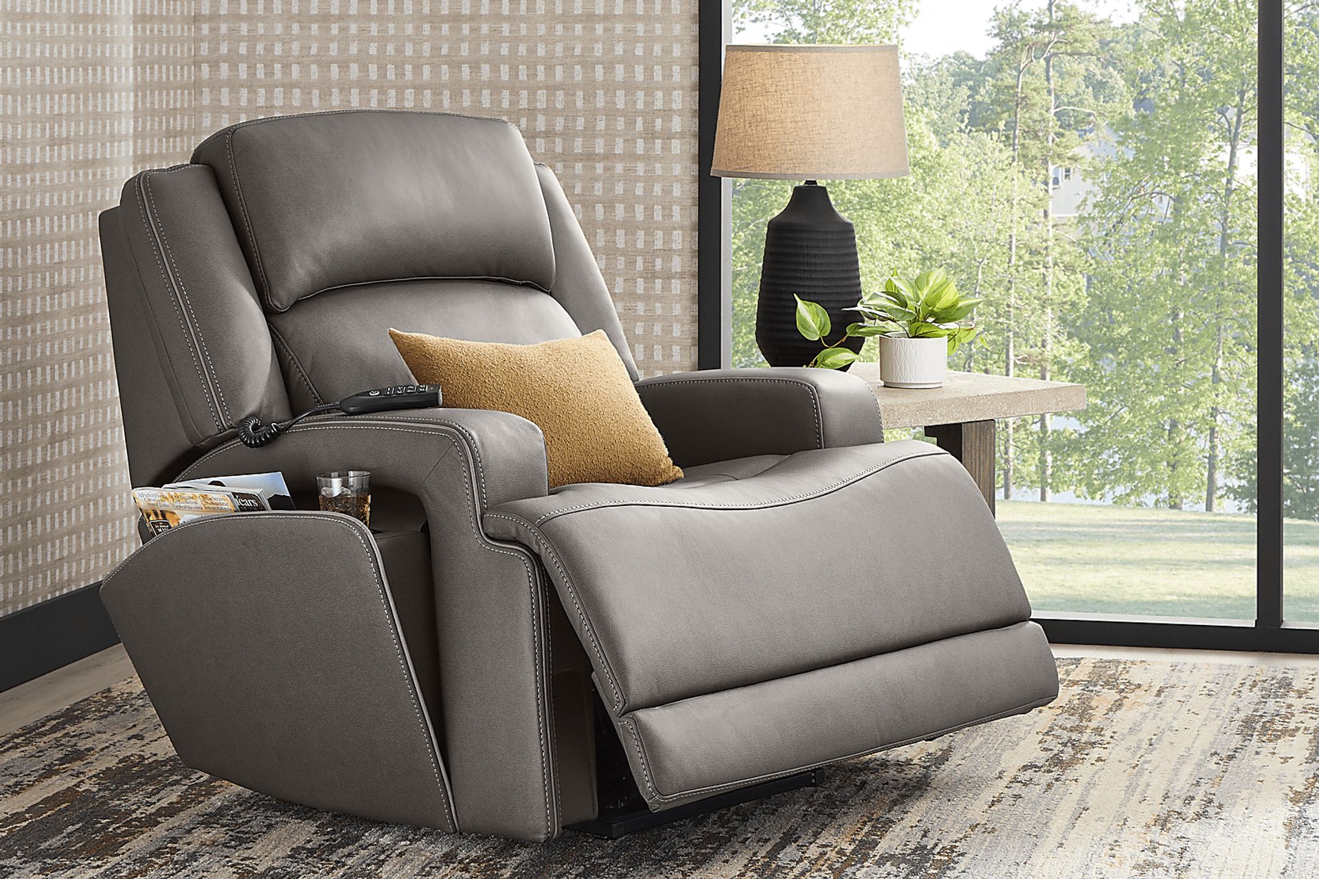 Lift Off by Shaquille O'Neal Home Charcoal Dual Power Lift Recliner - Image 6