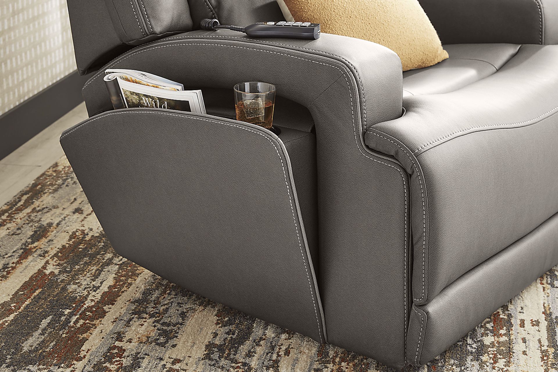Lift Off by Shaquille O'Neal Home Charcoal Dual Power Lift Recliner - Image 9