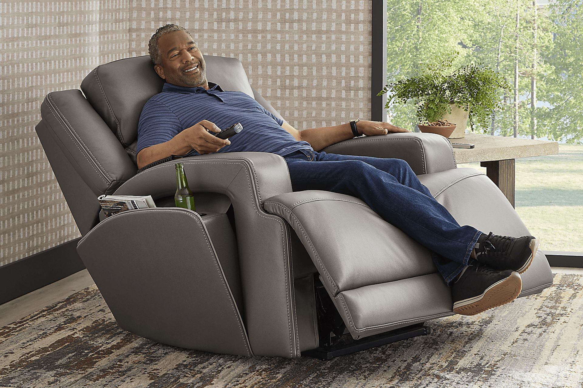 Lift Off by Shaquille O'Neal Home Charcoal Dual Power Lift Recliner - Image 10