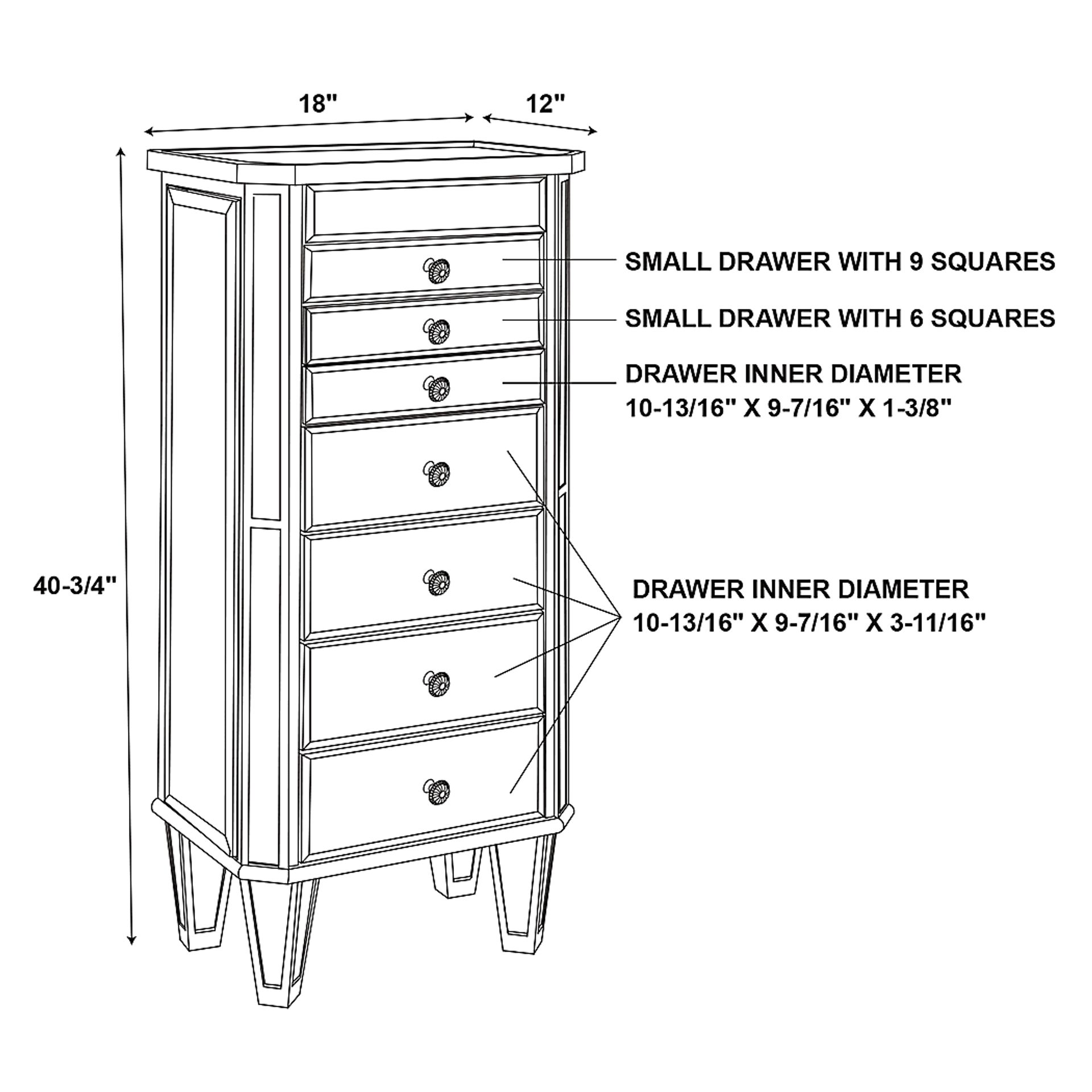 Hildreth Gray Mirrored Jewelry Armoire - Image 12