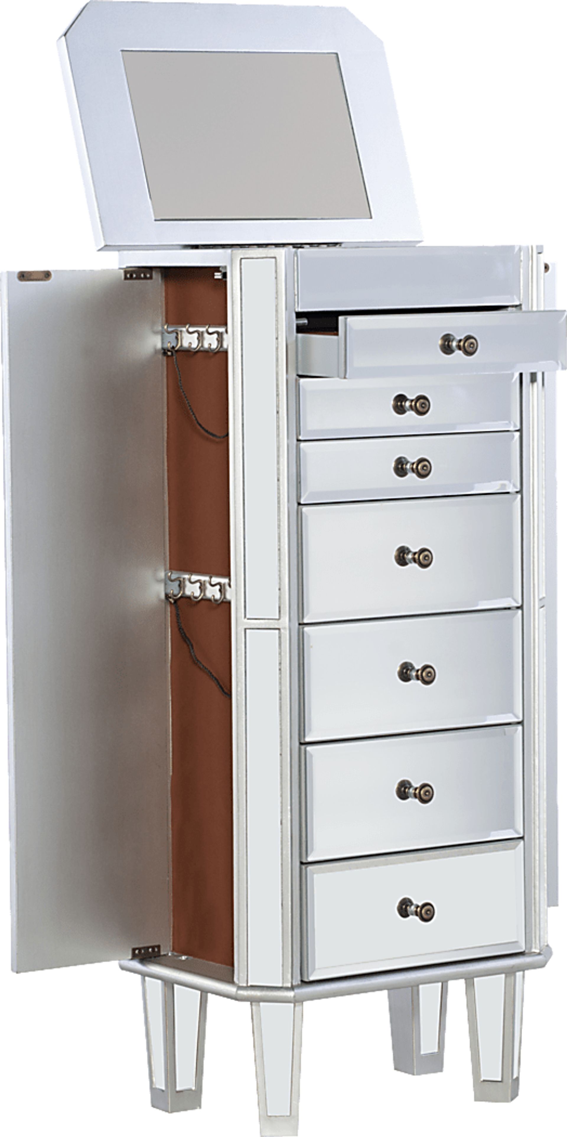 Hildreth Gray Mirrored Jewelry Armoire - Image 4
