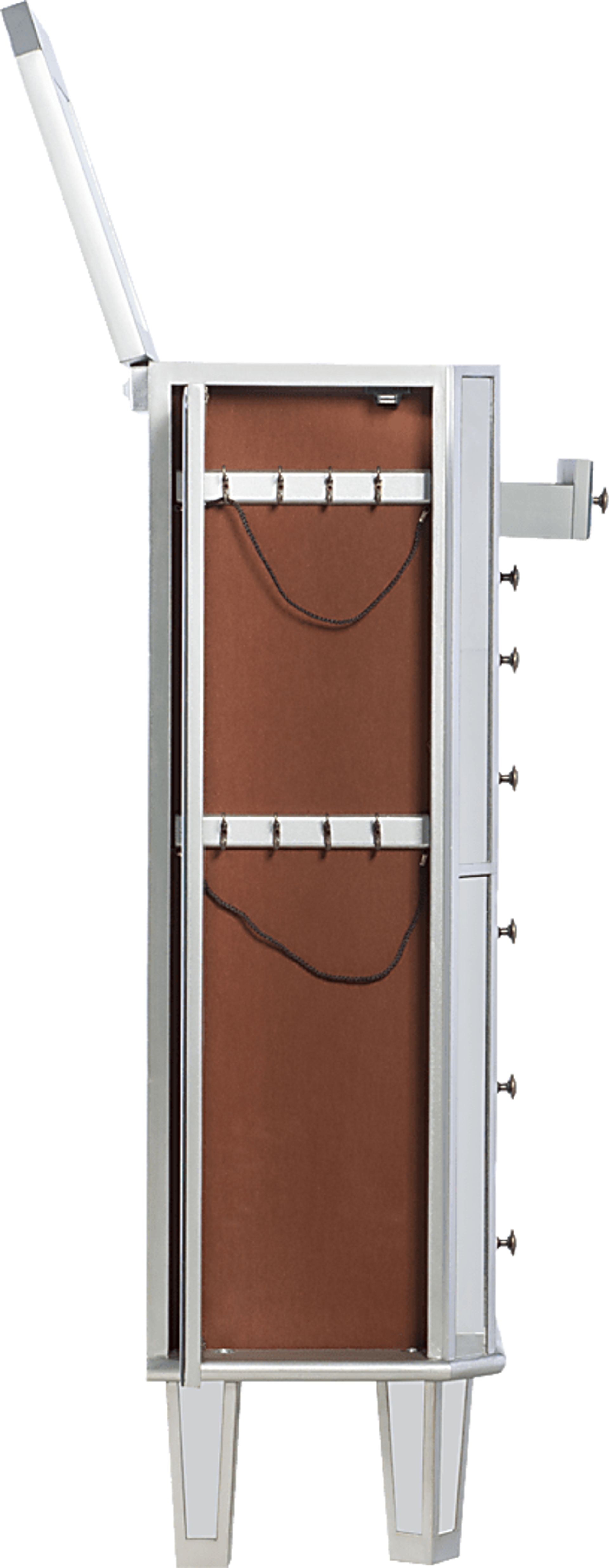 Hildreth Gray Mirrored Jewelry Armoire - Image 7