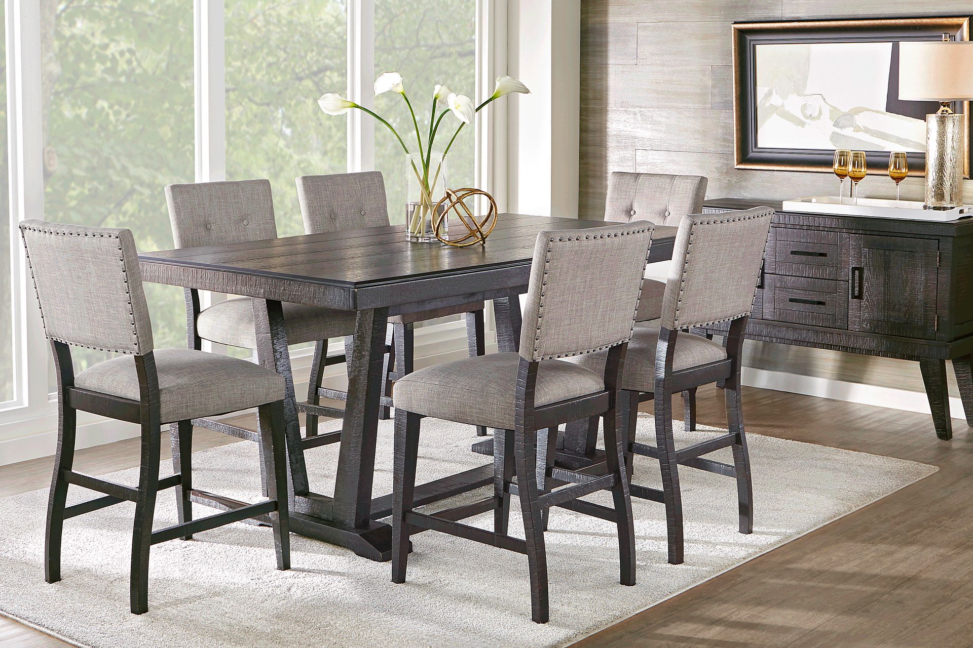 Hill Creek Black 5 Pc Counter Height Dining Room - Image 1