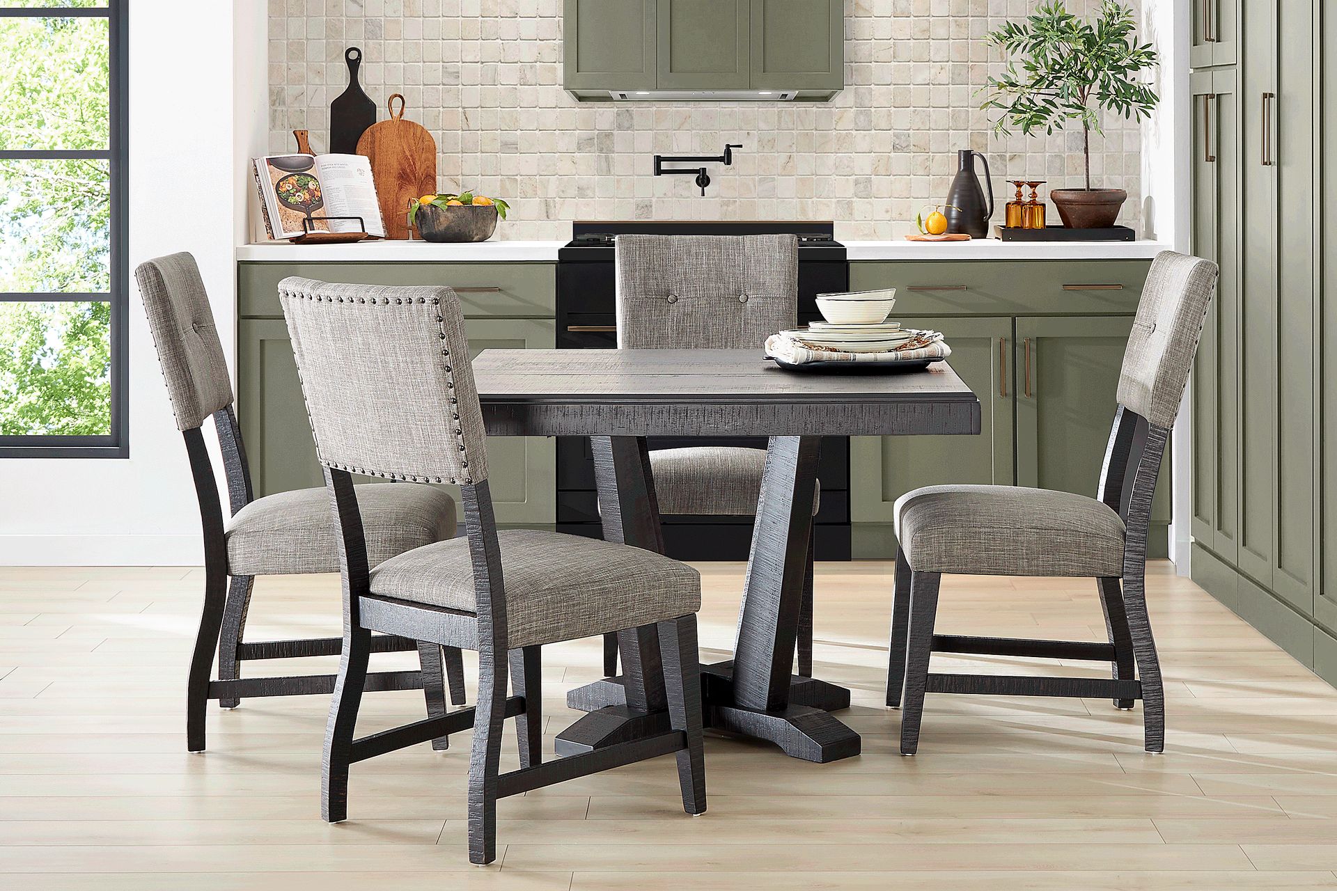 Hill Creek Black 5 Pc Square Dining Room - Image 1