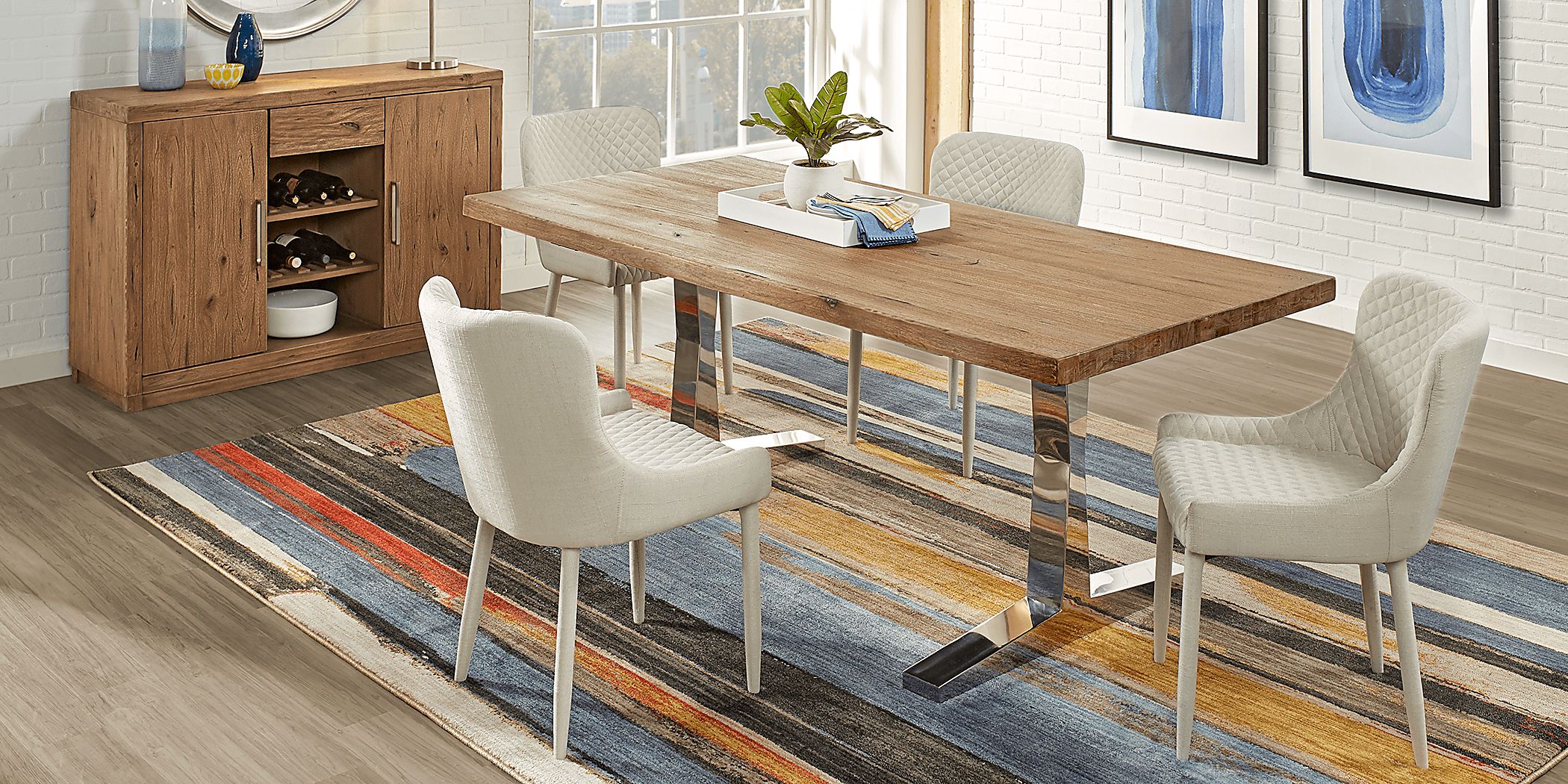 Hill Grove Brown 5 Pc Dining Room with Ivory Chairs Rooms To Go