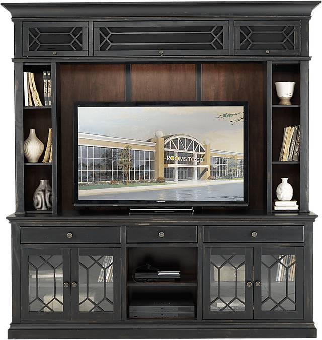 Hill Town Black 2 Pc Wall Unit - Thumbnail - Image 1