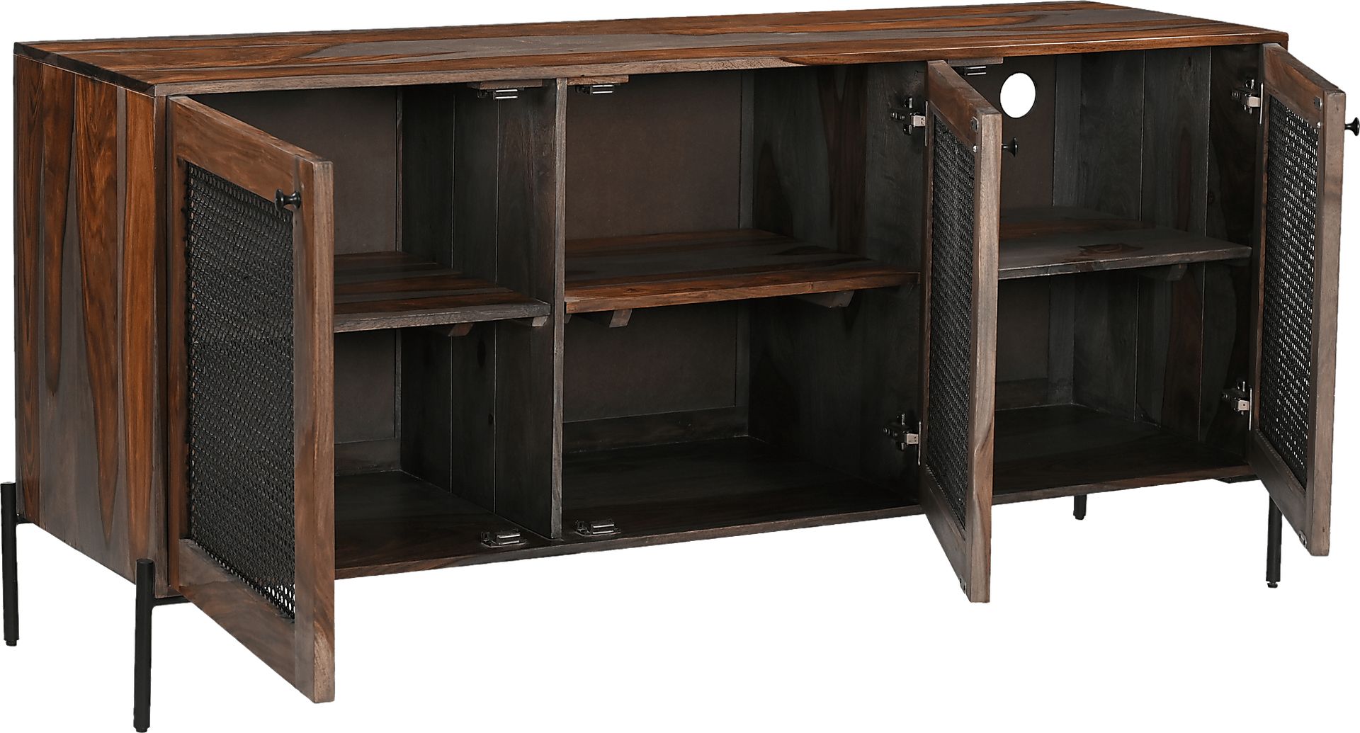 Hillindale Brown 3 Door Credenza - Image 3