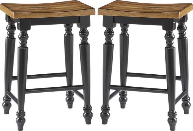Hillside Cottage Black Kyoto Counter Height Stools (Set of 2) - Thumbnail - Image 1