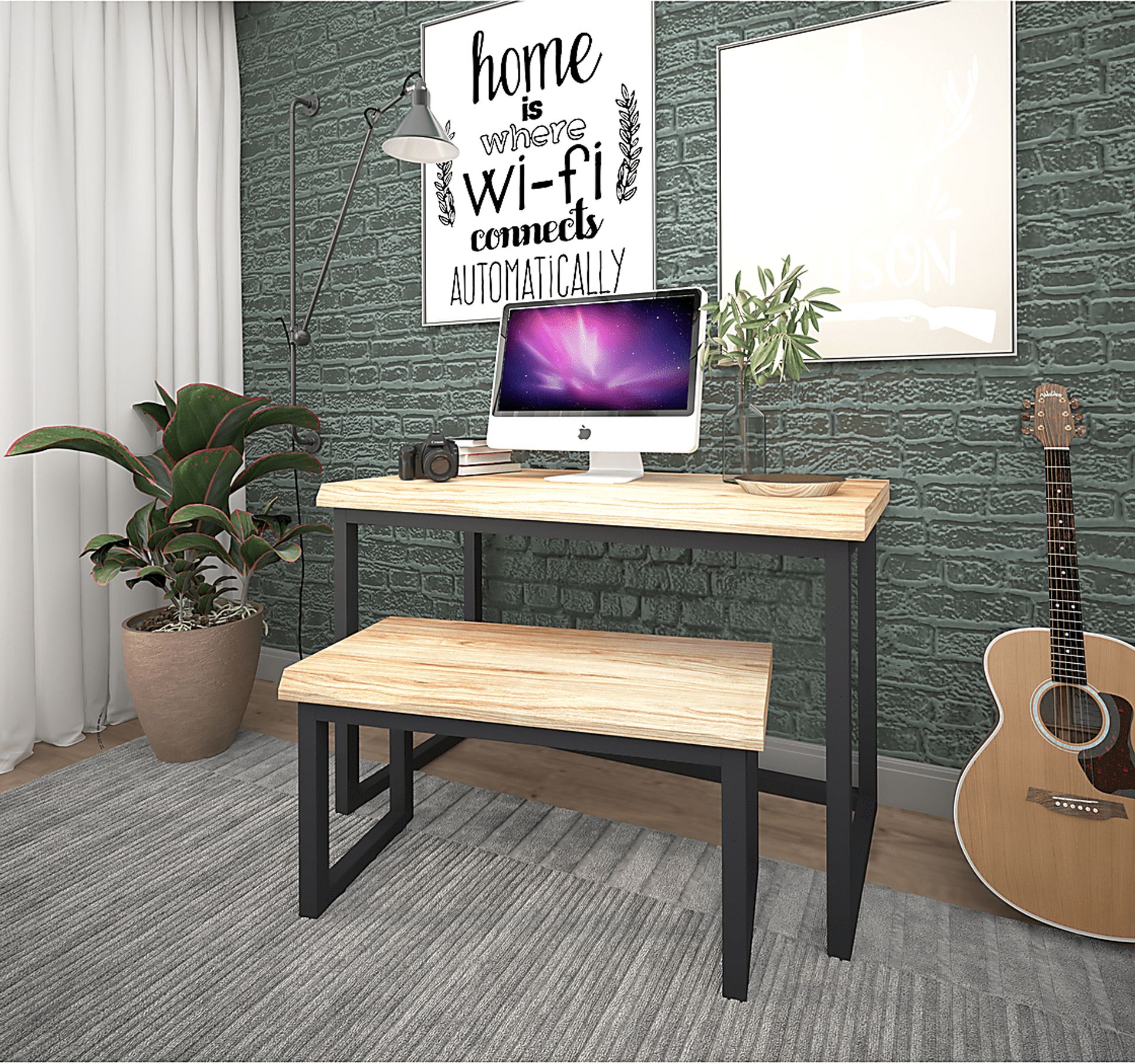 Hillsway Brown Desk With Bench - Image 8