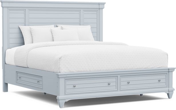 Hilton Head Blue 3 Pc King Panel Bed with Storage