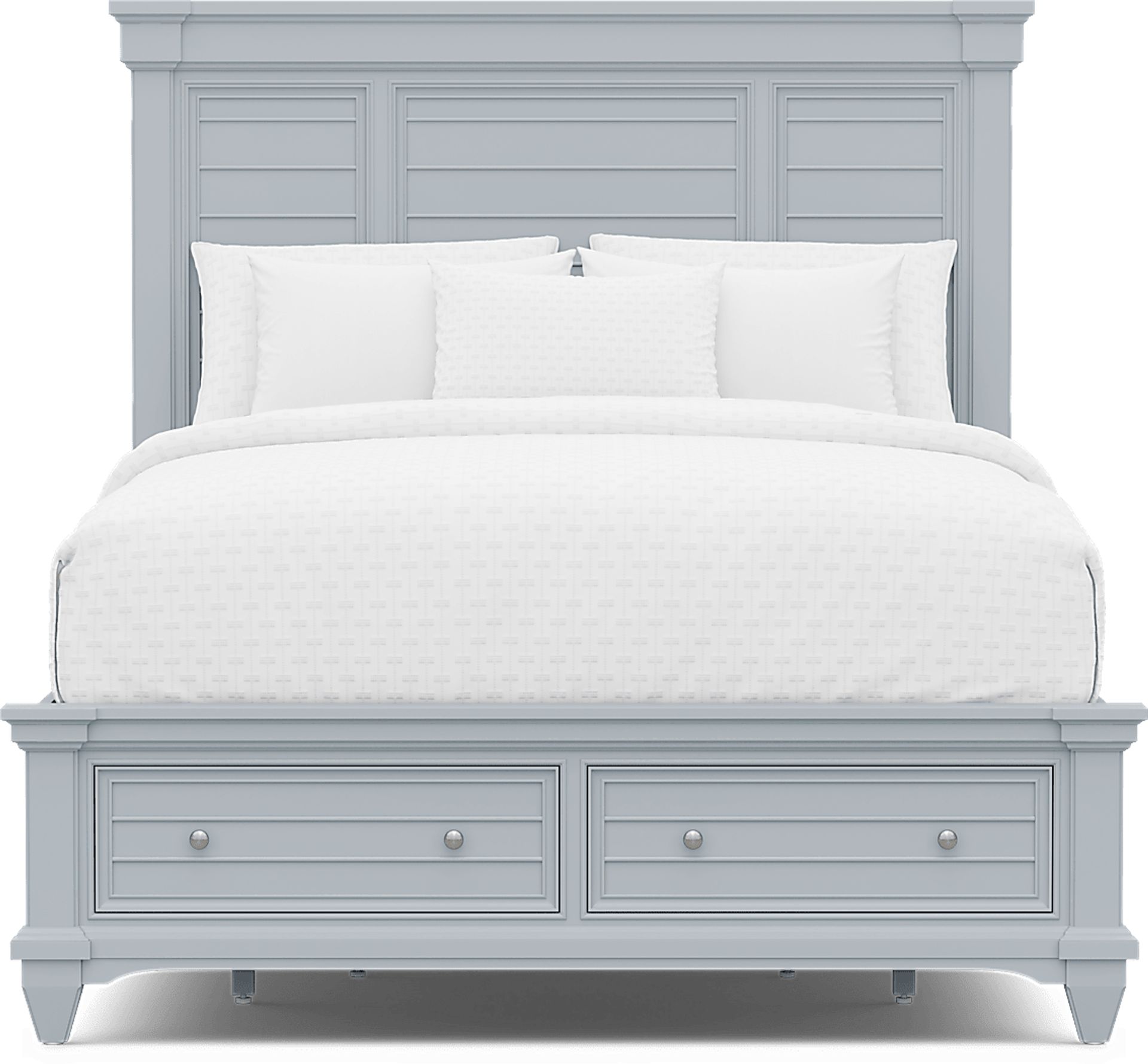 Hilton Head Blue 3 Pc Queen Panel Bed with Storage - Image 3