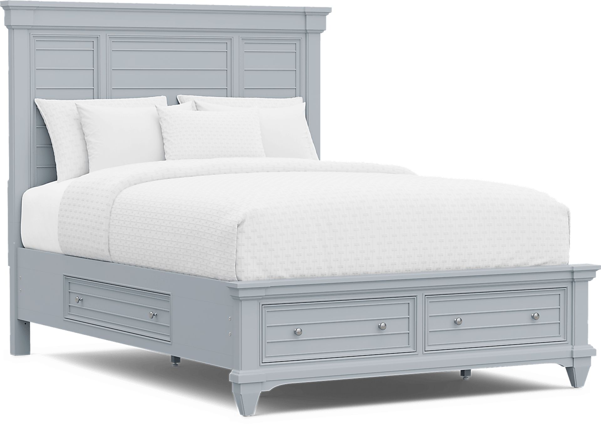 Hilton Head Blue 3 Pc Queen Panel Bed with Storage - Image 1