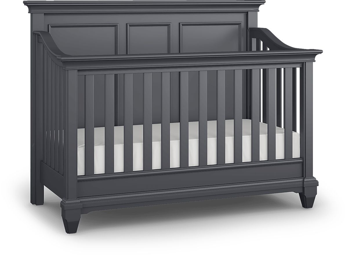 Hilton Head 3 Pc Graphite Black Crib With Toddler Rail And Full Rails