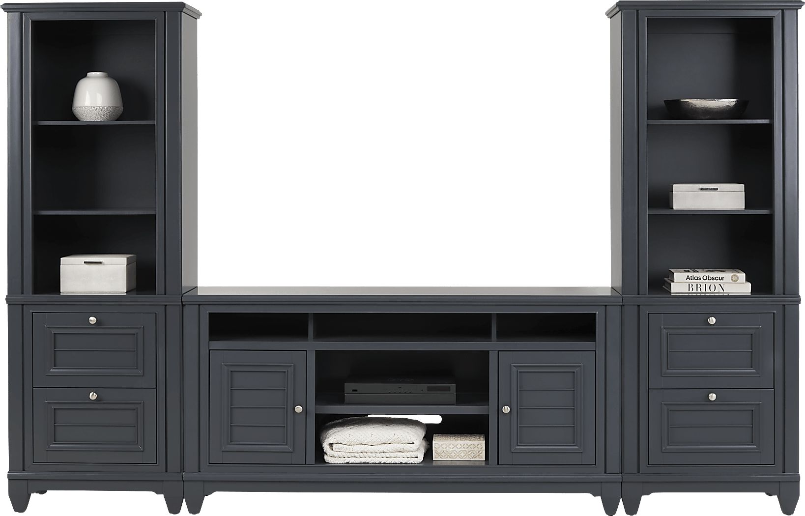 Hilton Head Graphite Black 3 Pc Wall Unit With Console Rooms to Go