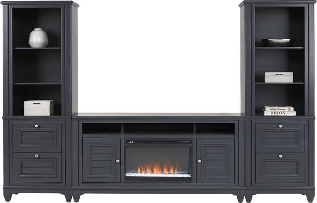 Hilton Head Graphite 4 Pc Wall Unit with 66 in. Console and Electric Fireplace - Thumbnail - Image 1