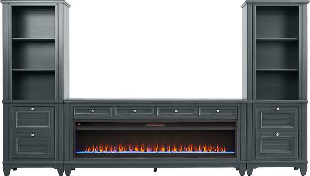 Hilton Head Graphite 4 Pc Wall Unit with 80 in. Console and Electric Fireplace - Thumbnail - Image 1