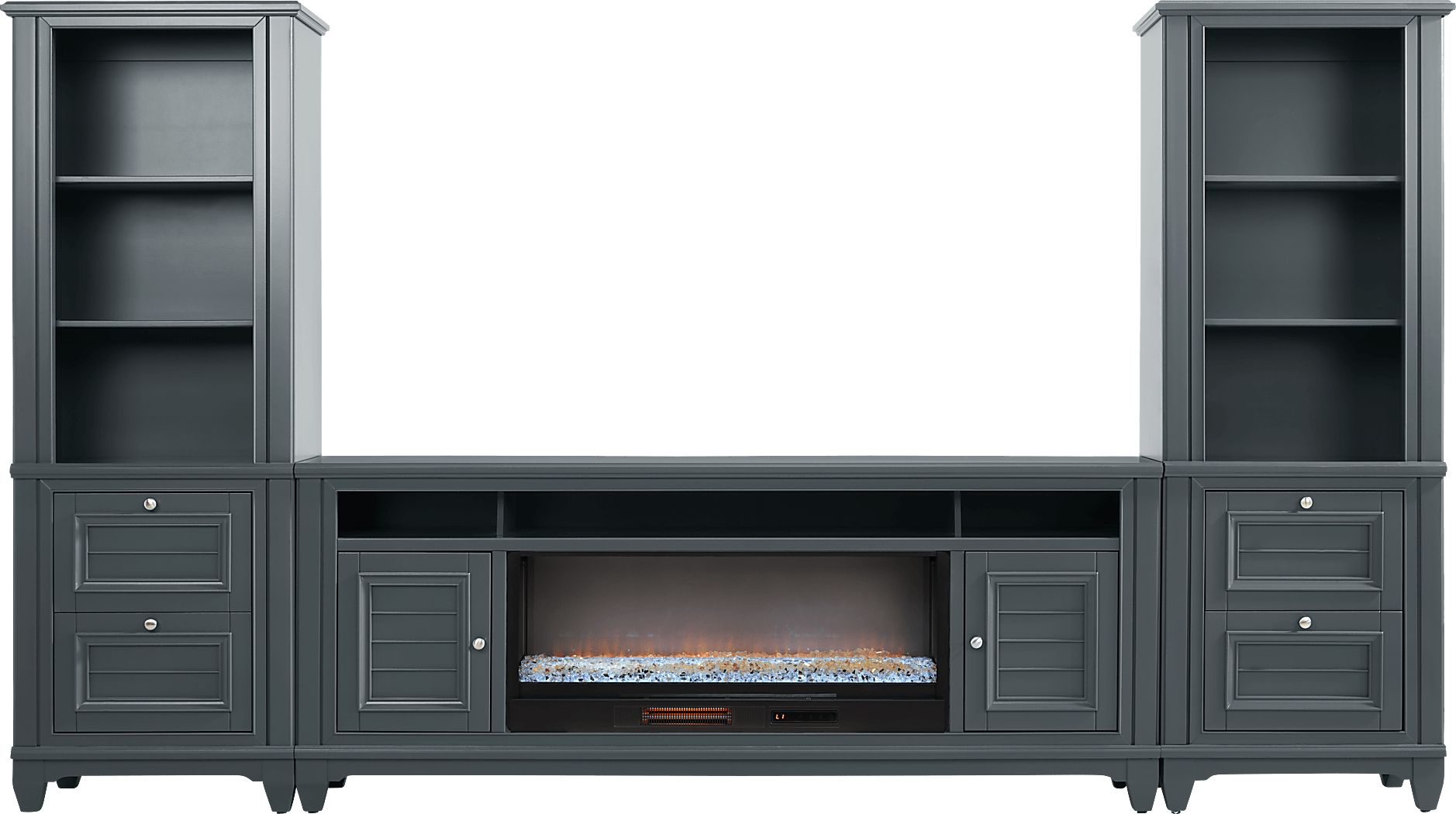 Hilton Head Graphite 4 Pc Wall Unit with 82 in. Console and Electric Fireplace