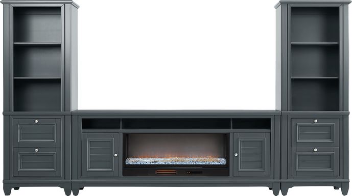 Hilton Head Graphite 4 Pc Wall Unit with 82 in. Console and Electric Fireplace