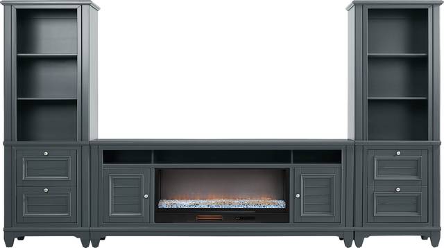Hilton Head Graphite 4 Pc Wall Unit with 82 in. Console and Electric Fireplace - Thumbnail - Image 1
