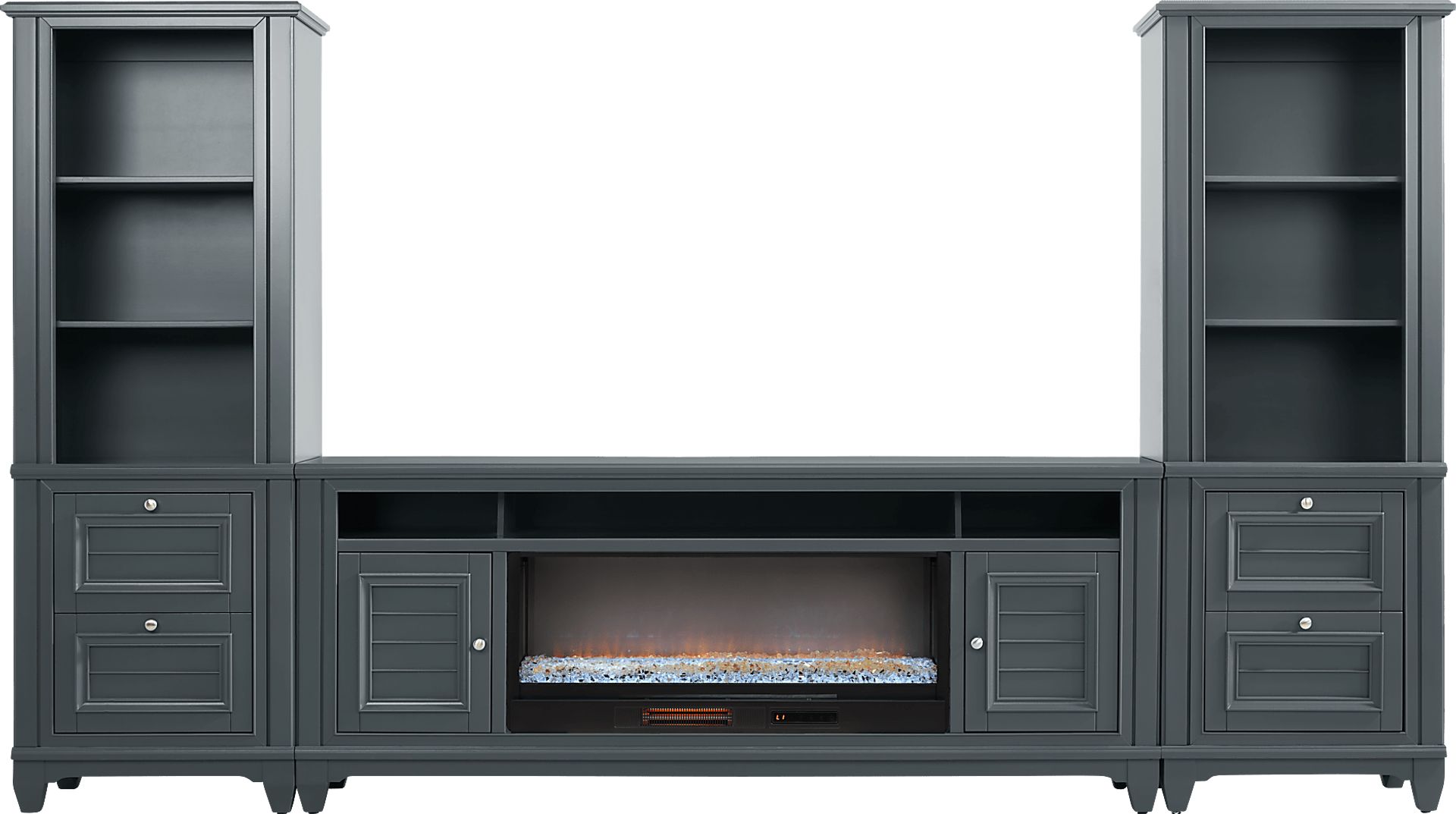 Hilton Head Graphite 4 Pc Wall Unit with 82 in. Console and Electric Fireplace - Image 1