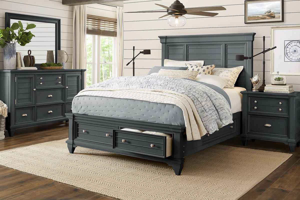 Hilton Head 5 Pc Graphite Black King Bedroom Set With 3 Pc King