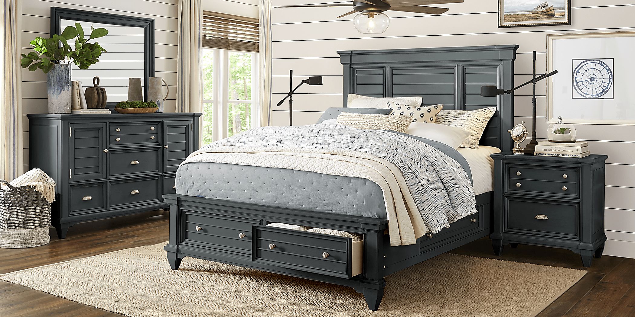 Hilton Head 5 Pc Graphite Black King Bedroom Set With 3 Pc King