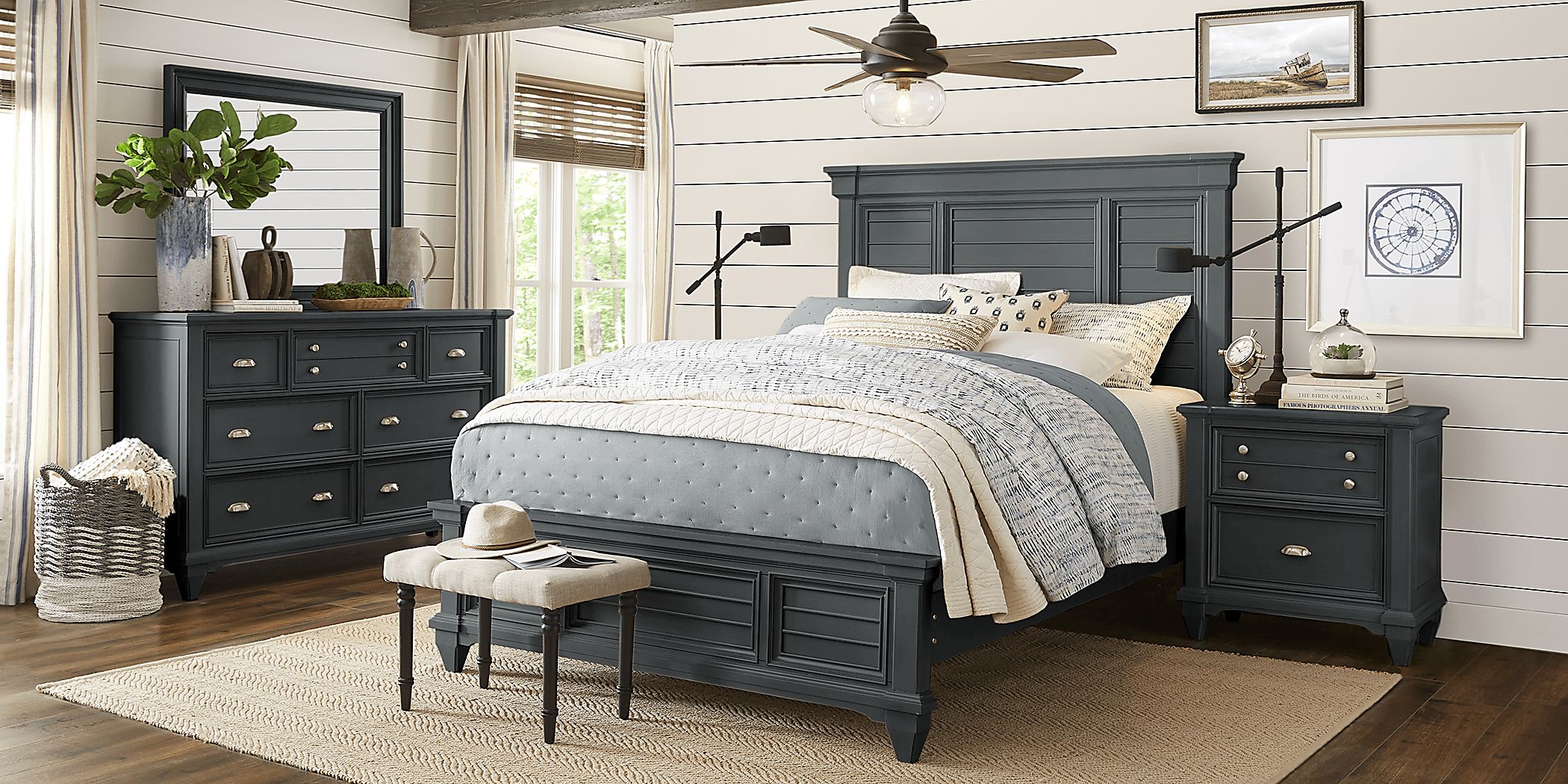 Hilton Head 5 Pc Graphite Black Queen Bedroom Set With Dresser, 3