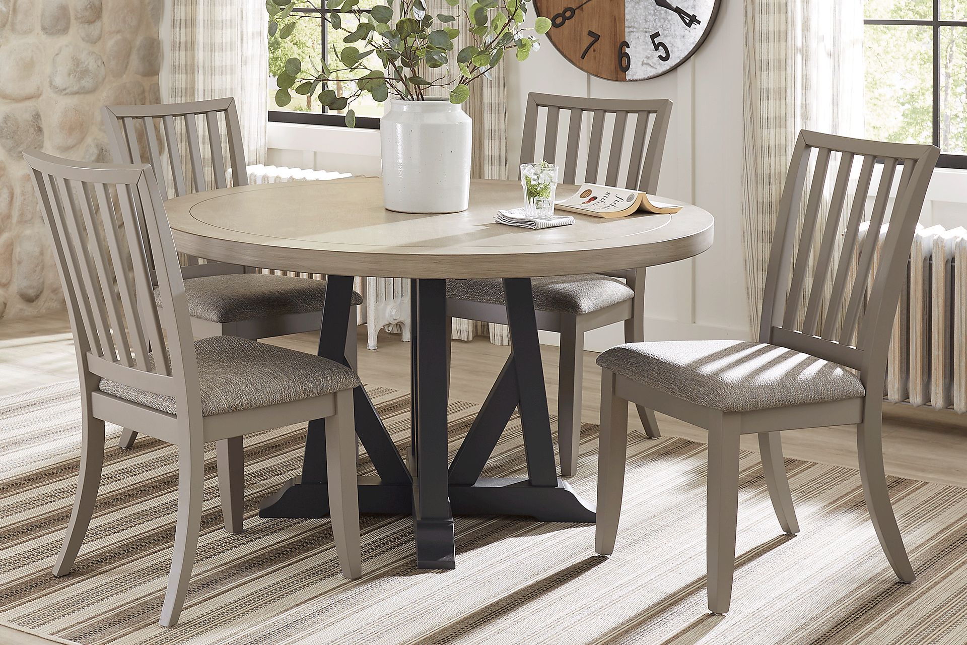 Hilton Head Graphite 5 Pc Round Dining Room with Gray Chairs - Image 1