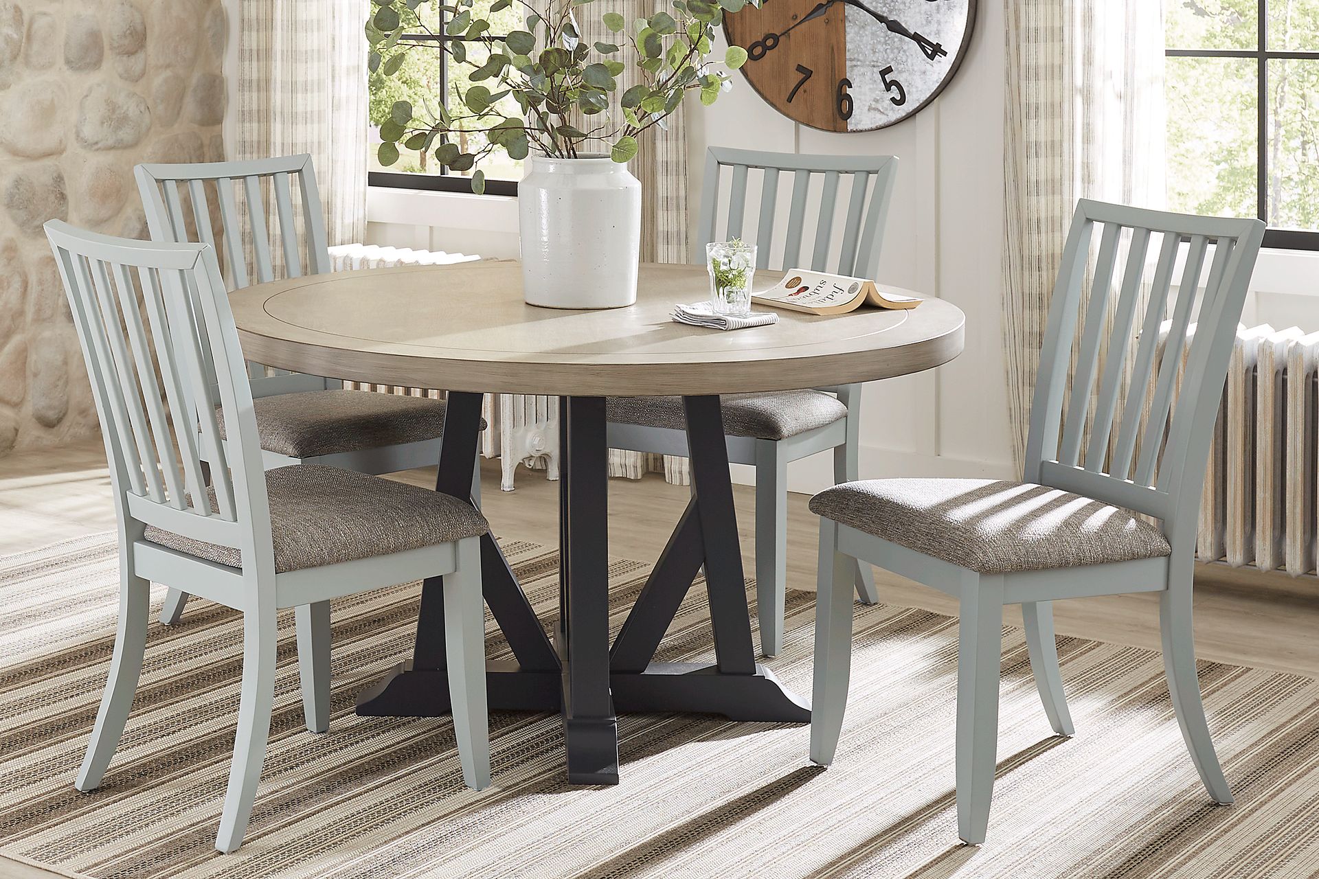 Hilton Head Graphite 5 Pc Round Dining Room with Mint Chairs - Image 1