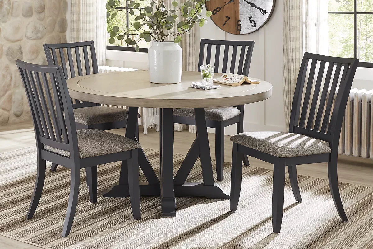 Hilton Head 5 Pc Graphite Black Gray Dining Room Set With Side Chair ...