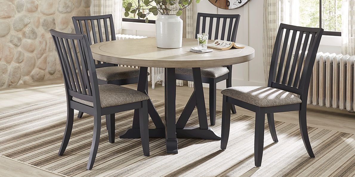 Hilton Head 5 Pc Graphite Black Gray Dining Room Set With Side