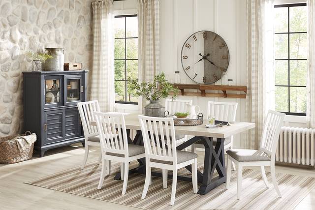 Hilton Head Graphite 5 Pc Trestle Dining Room with White Chairs - Thumbnail - Image 1