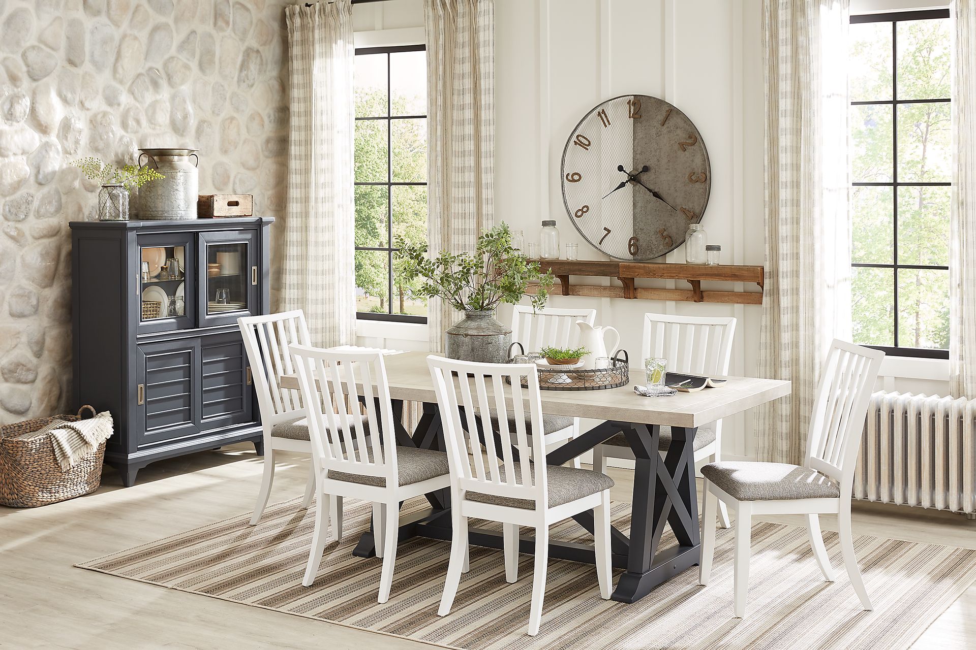 Hilton Head Graphite 5 Pc Trestle Dining Room with White Chairs - Image 1