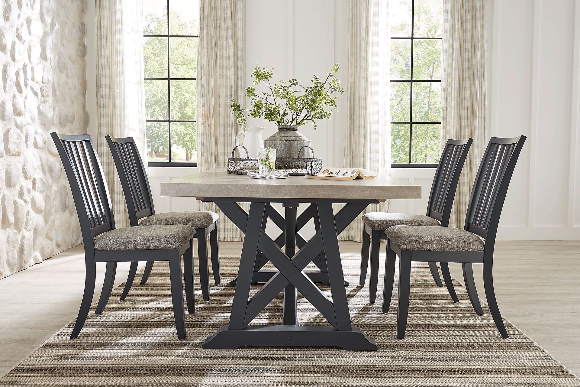 Hilton Head Graphite 5 Pc Trestle Dining Room - Image 1
