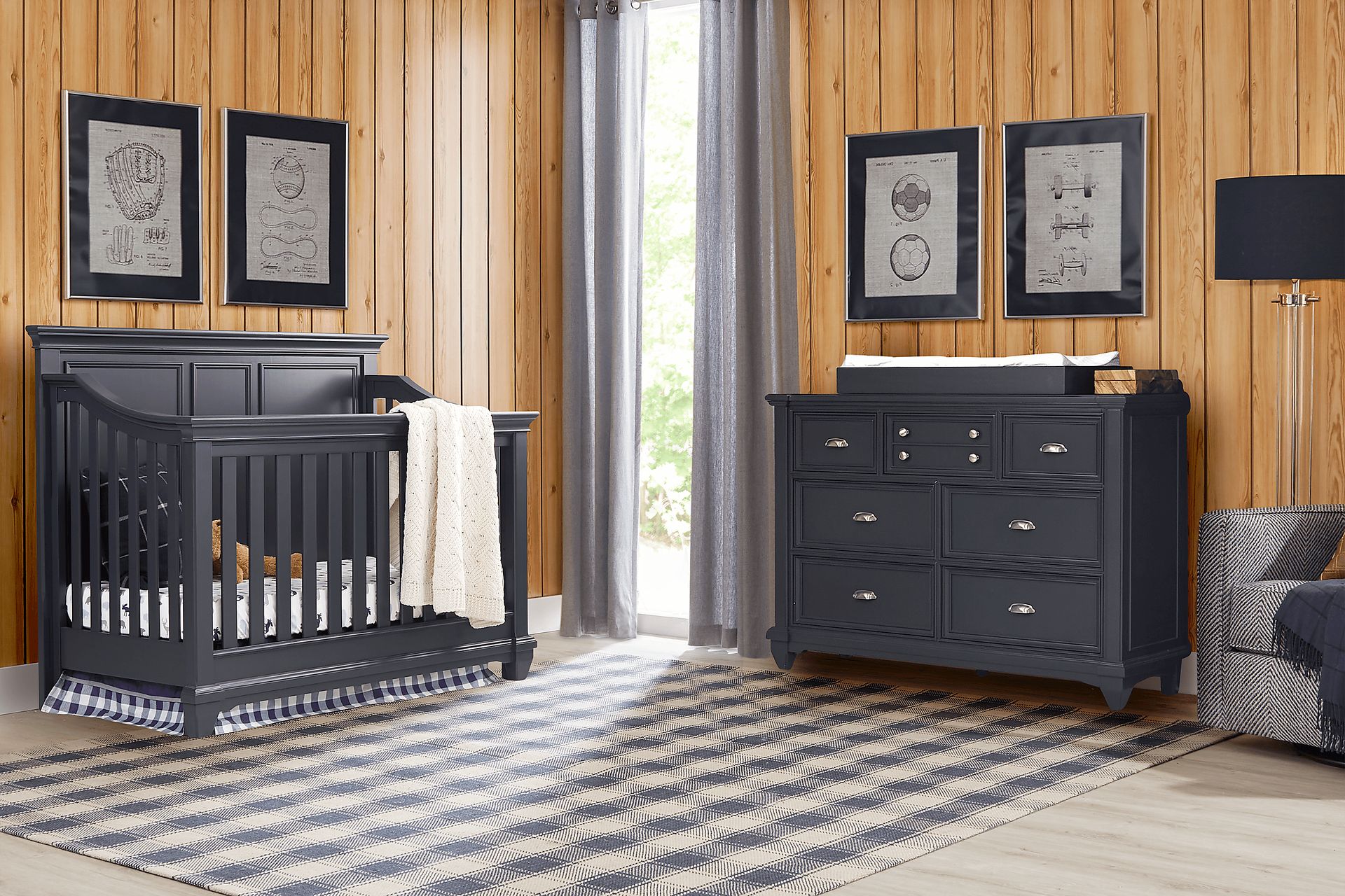 Hilton Head Graphite 6 Pc Nursery with Toddler & Conversion Rails - Image 1