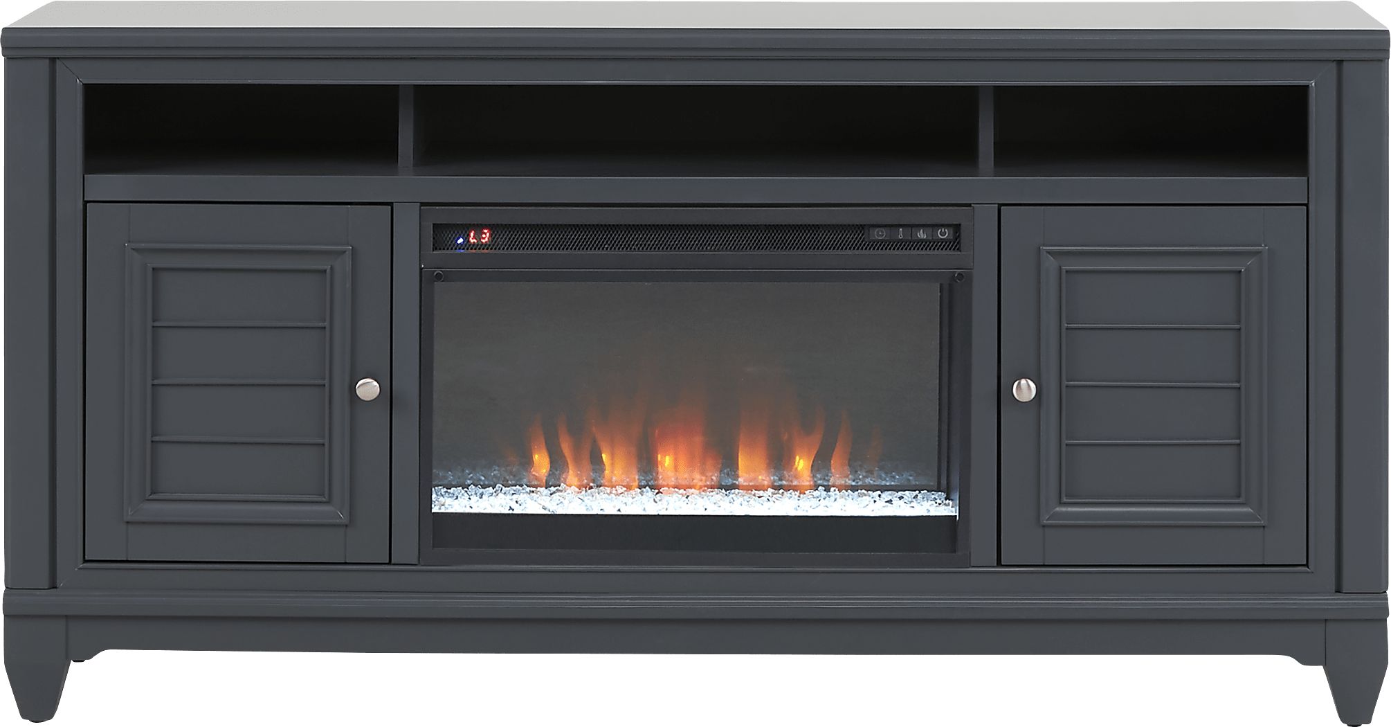 Hilton Head Graphite 66 in. Console with Electric Fireplace Rooms To Go