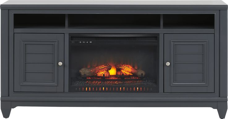 Hilton Head Graphite 66 in. Console with Electric Log Fireplace