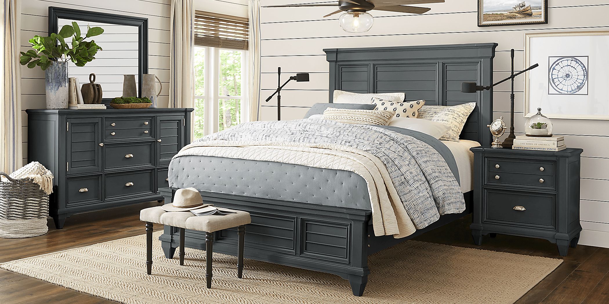 Hilton セットアップ size13 L〜XL Hilton Head 7 Pc Graphite Black Queen Bedroom Set With Door
