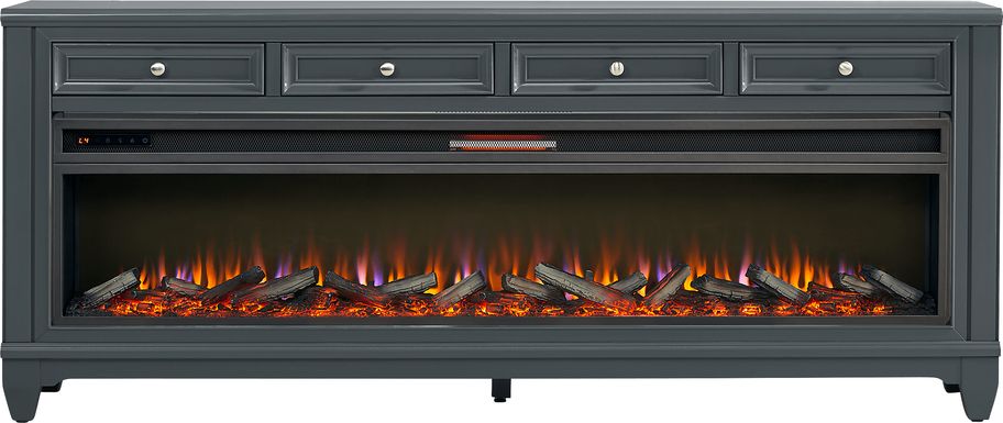 Hilton Head Graphite 80 in. Console with Electric Log Fireplace