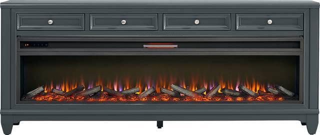 Hilton Head Graphite 80 in. Console with Electric Log Fireplace - Thumbnail - Image 1